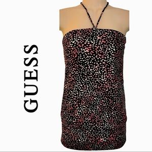 Guess Black & Pink Built-in Bra Halter Top Size M